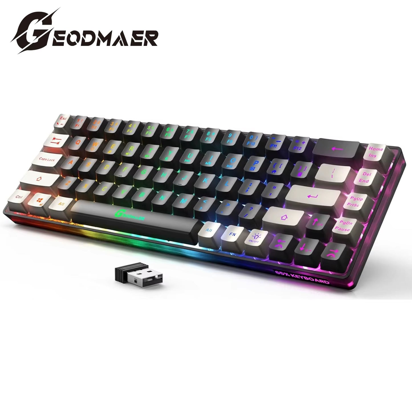 Wireless Gaming Keyboard Rechargeable Backlit Gaming Keyboard 68 Keys English/Spanish Layout 2.4G Keyboard for PC